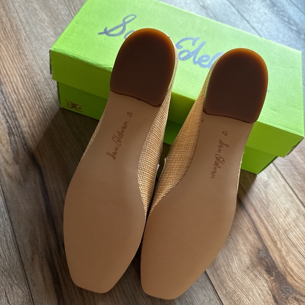 Sam Edelman Gold/Woven Mary Jane Flats Bleached/Beechwood - Picture 3 of 10